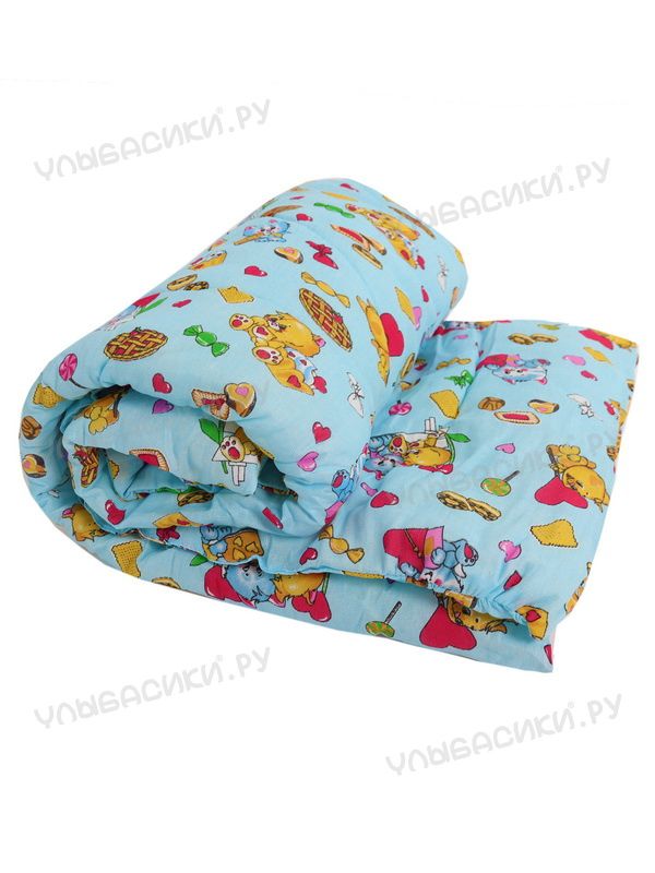 Одеяло детское файбер для новорожденных (бязь цветная,  напол.300г/м) зима-лето 110х140 простеган.
