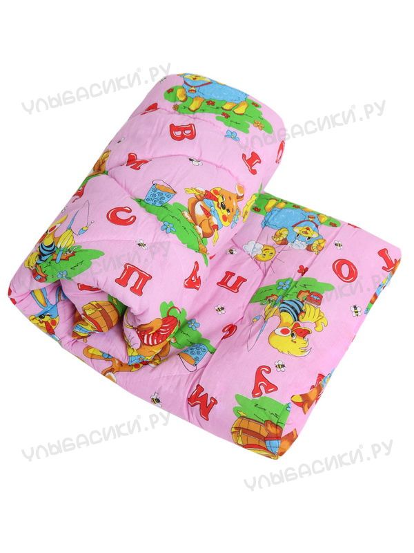 Одеяло детское файбер для новорожденных (бязь цветная,  напол.300г/м) зима-лето 110х140 простеган.