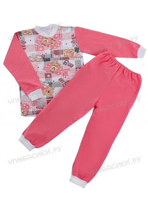 Купить пижама на кнопках для девочки (футер) р.26,28,30,32,34  оптом от производителя