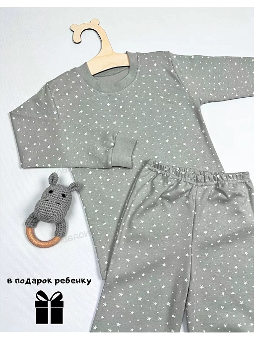 Купить пижама детская "звезды" серый (интерлок-пенье)  р. 26, 28, 30, 32  оптом от производителя
